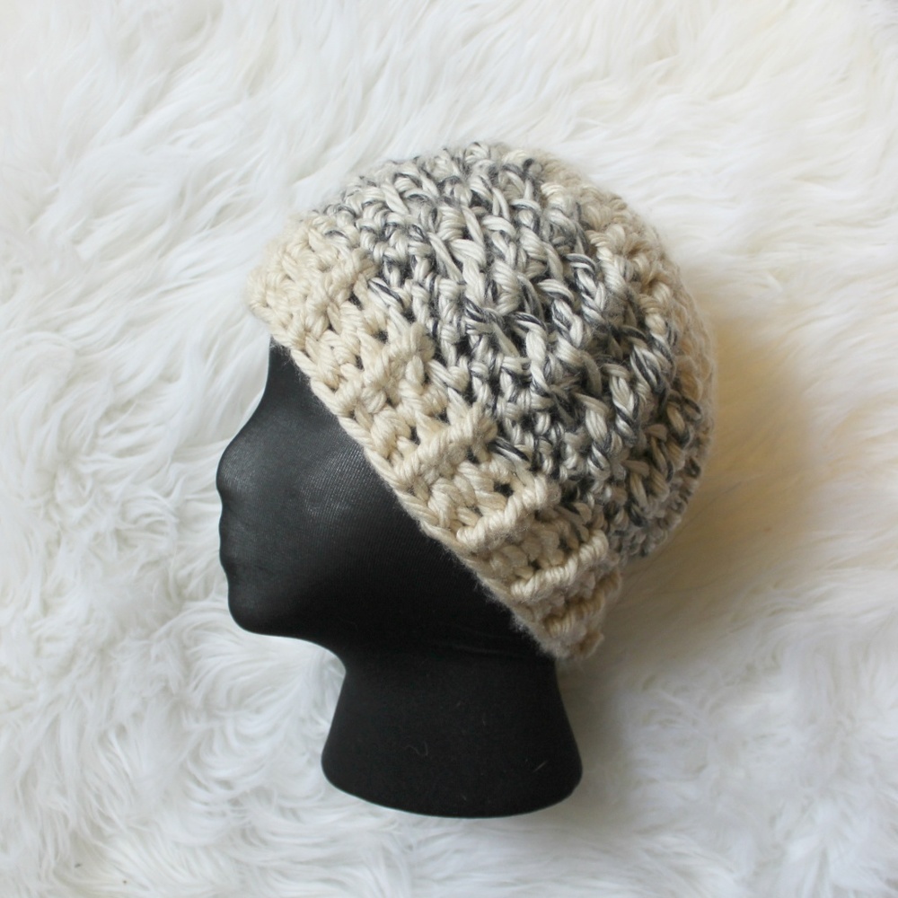 Crochet Knit Ponytail Bun Hole Beanie Hat